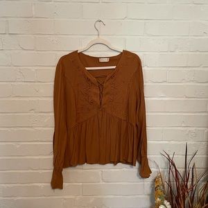 Altar’d State Burnt Orange Long Sleeve Blouse